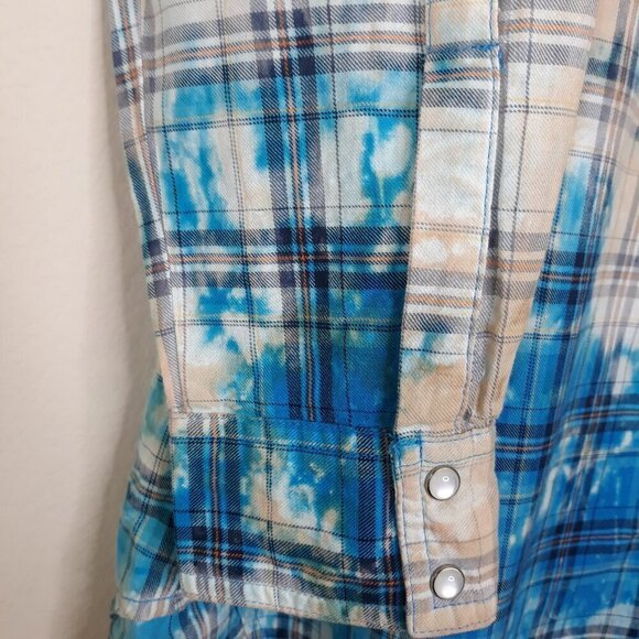 A Rare Bird Embellished Plaid Pearl Snap Button Down Western Cowgirl Rodeo Boho - Picture 3 of 12